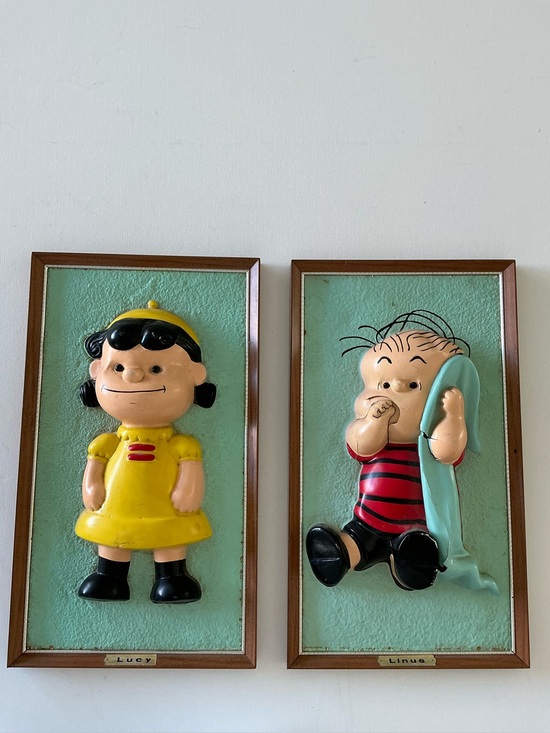 Peanuts Other - Vintage 1965 Peanuts Lucy & Linus 3D Wall Plaques Set Mid Century Decor